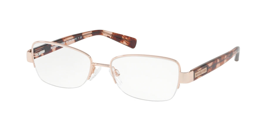 Michael Kors MITZI IV MK7008 Rectangle Eyeglasses  1155-ROSE GOLD-TONE 53-17-135 - Color Map pink