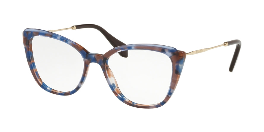 Miu Miu CORE COLLECTION MU02QV Butterfly Eyeglasses  1081O1-AZURE HAVANA/COCOA/AZURE TR 53-17-140 - Color Map havana