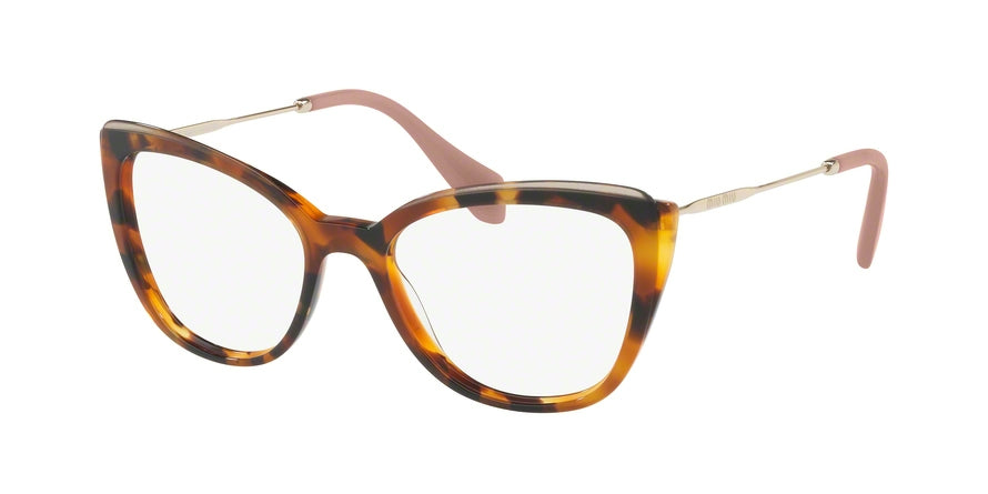 Miu Miu CORE COLLECTION MU02QV Butterfly Eyeglasses VX81O1-HAVANA/TOP TRANSPARENT BROWN 53-17-140 - Color Map havana