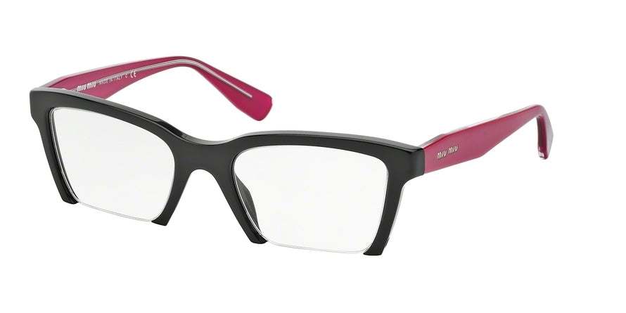 Miu Miu RASOIR MU04NV Square Eyeglasses  1AB1O1-BLACK 52-20-140 - Color Map black