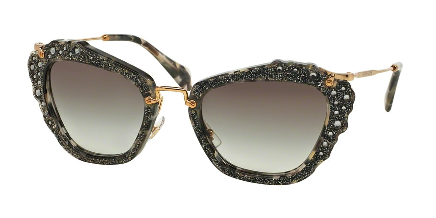 Miu Miu MU04QS Cat Eye Sunglasses  DHE0A7-HAVANA MARBLE WHITE/BLACK 55-24-140 - Color Map havana