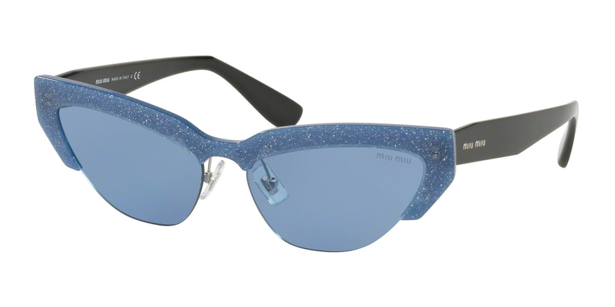 Miu Miu SPECIAL PROJECT MU04US Cat Eye Sunglasses  1202J1-GLITTER OPAL BLUE DIVISA 59-16-145 - Color Map blue