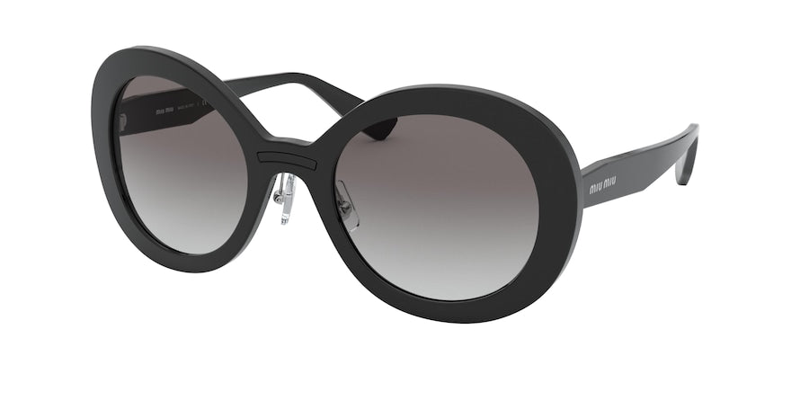 Miu Miu MU04VS Round Sunglasses 1AB0A7-BLACK 53-23-140 - Color Map black