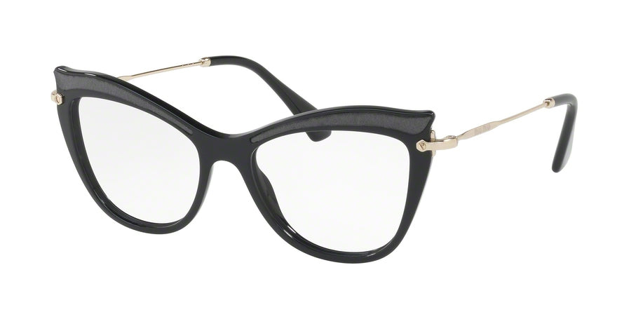 Miu Miu MU06PVA Cat Eye Eyeglasses VIE1O1-BLACK 53-17-140 - Color Map black