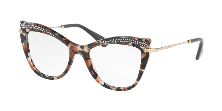 Miu Miu CORE COLLECTION MU06PV Cat Eye Eyeglasses 79A1O1-HAVANA GREY/BROWN 53-17-140 - Color Map havana