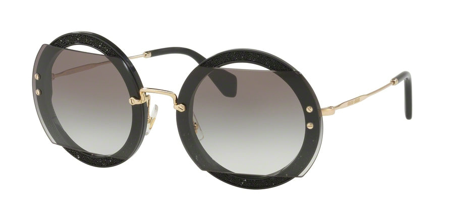 Miu Miu CORE COLLECTION MU06SS Round Sunglasses 1AB0A7-BLACK 63-17-140 - Color Map black
