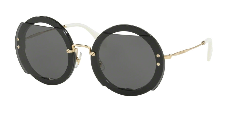 Miu Miu CORE COLLECTION MU06SS Round Sunglasses  1AB1A1-BLACK 63-17-140 - Color Map black