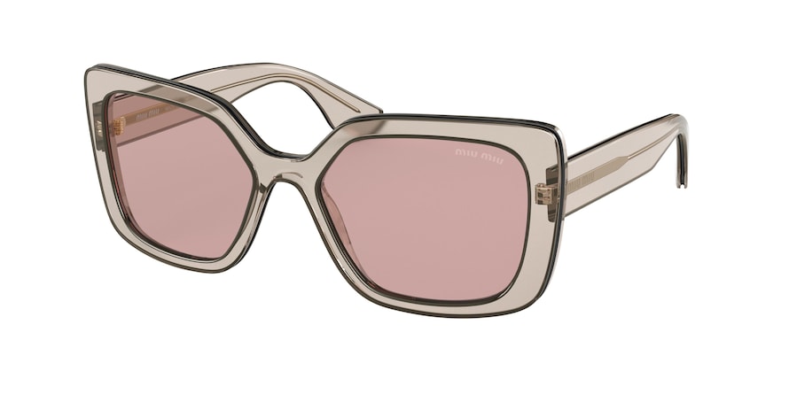 Miu Miu MU09VSA Rectangle Sunglasses 02I214-GREY TRANSPARENT 55-18-140 - Color Map grey