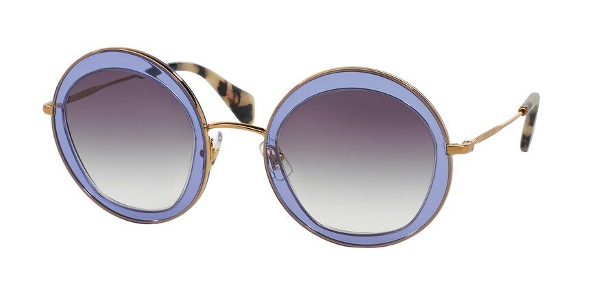 Miu Miu MU50QS Round Sunglasses  TIF4W1-TRANSPARENT LILAC 52-27-140 - Color Map violet