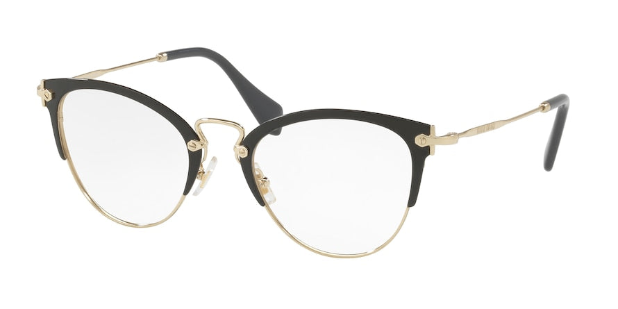Miu Miu MU50QV Cat Eye Eyeglasses  1AB1O1-BLACK/PALE GOLD 50-22-140 - Color Map black