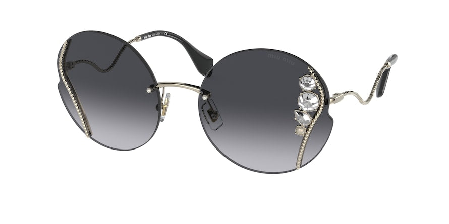 Miu Miu MU50XS Round Sunglasses 05O5D1-PALE GOLD 61-19-145 - Color Map gold
