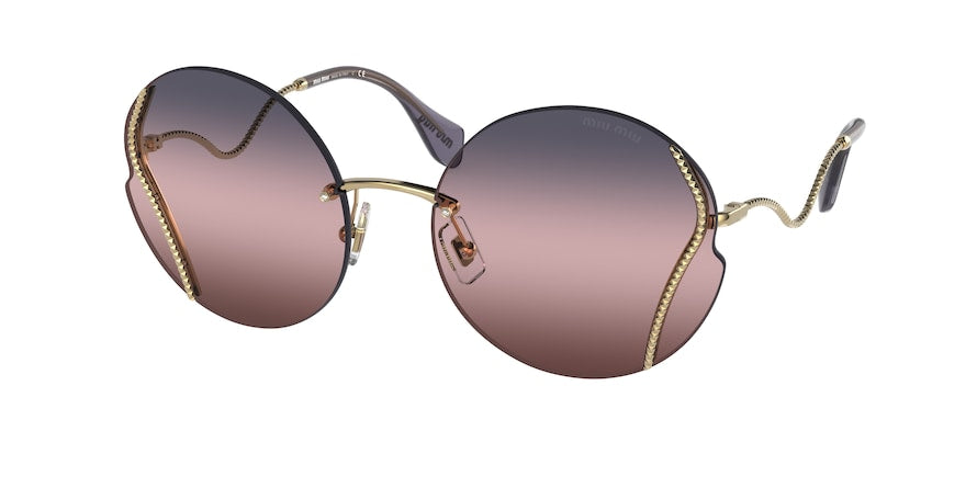 Miu Miu MU50XS Round Sunglasses 5AK157-GOLD 61-19-145 - Color Map gold
