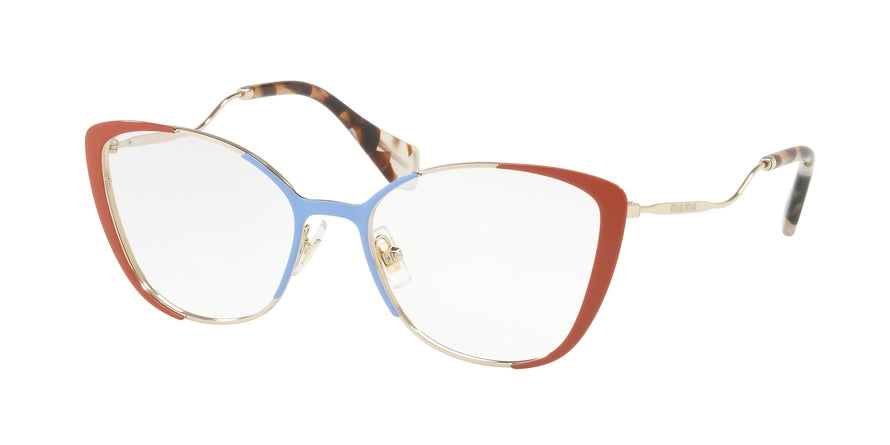 Miu Miu CORE COLLECTION MU51QV Butterfly Eyeglasses VYF1O1-PALE GOLD/AZURE/RUSSET 53-17-145 - Color Map brown
