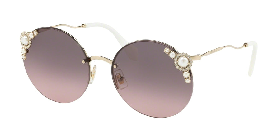 Miu Miu CORE COLLECTION MU52TS Round Sunglasses  VW7146-PALE GOLD 60-18-145 - Color Map gold