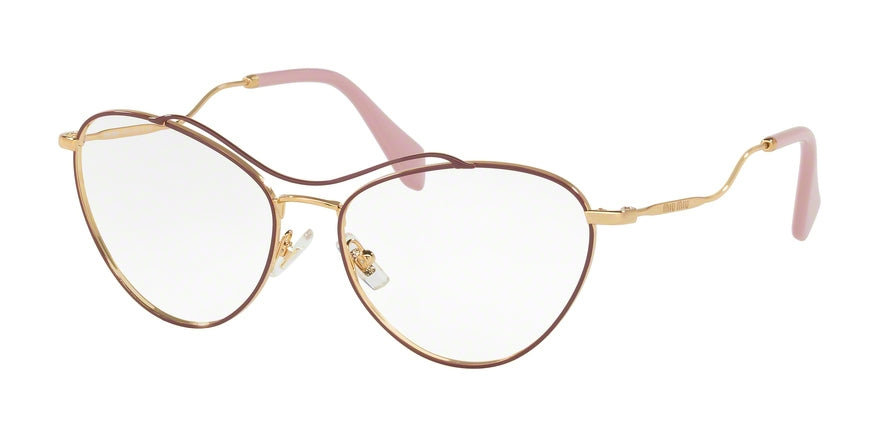 Miu Miu MU53PV Cat Eye Eyeglasses UA51O1-ANTIQUE GOLD/AMARANTH 56-16-145 - Color Map bordeaux