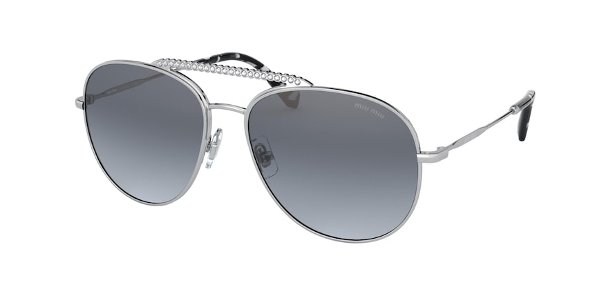 Miu Miu MU53VS Round Sunglasses  1BC169-SILVER 57-16-140 - Color Map silver