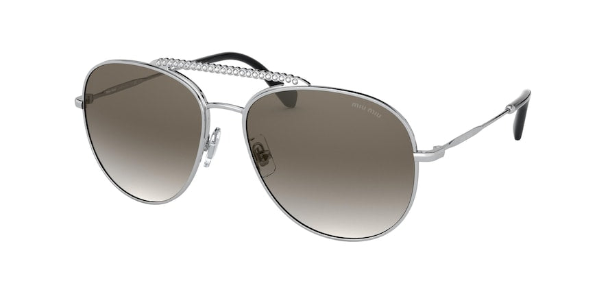 Miu Miu MU53VS Round Sunglasses 1BC5O0-SILVER 57-16-140 - Color Map silver
