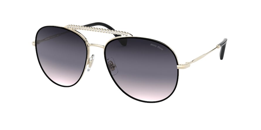 Miu Miu MU53VS Round Sunglasses AAVGR0-PALE GOLD/BLACK 57-16-140 - Color Map black