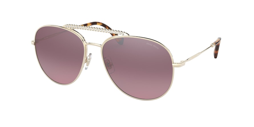 Miu Miu MU53VS Round Sunglasses ZVNTEG-PALE GOLD 57-16-140 - Color Map gold