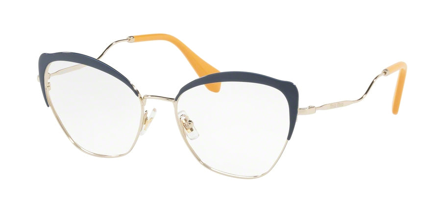 Miu Miu MU54PV Cat Eye Eyeglasses UE61O1-BLUE/PALE GOLD 54-17-145 - Color Map blue