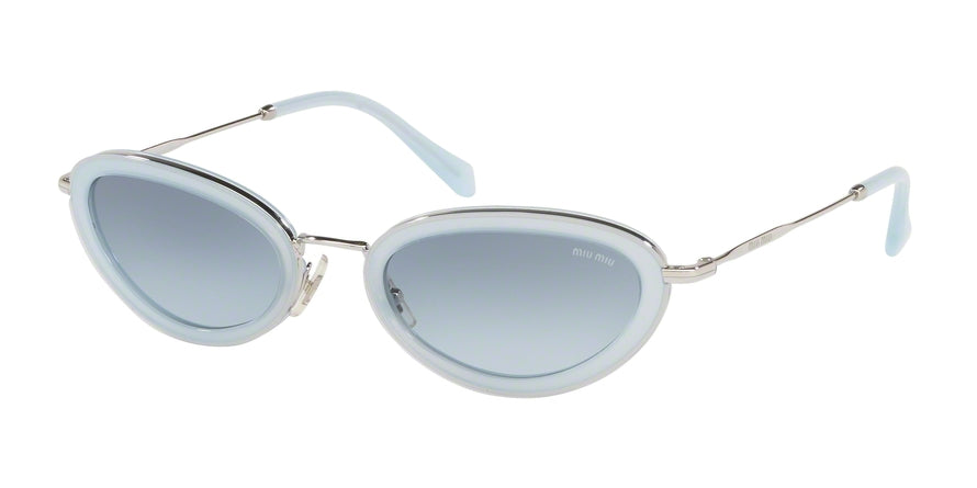 Miu Miu CORE COLLECTION MU58US Oval Sunglasses 1344R2-OPAL AZURE 54-22-140 - Color Map light blue