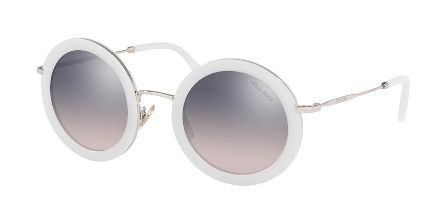 Miu Miu CORE COLLECTION MU59US Round Sunglasses 133GR0-OPAL TALC 48-26-140 - Color Map ivory