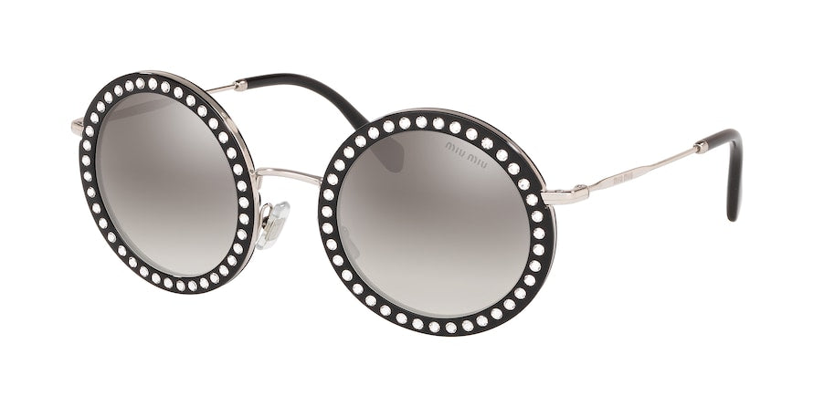 Miu Miu CORE COLLECTION MU59US Round Sunglasses 1525O0-BLACK 48-26-140 - Color Map black