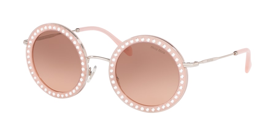Miu Miu CORE COLLECTION MU59US Round Sunglasses 1530A5-OPAL PIK 48-26-140 - Color Map pink