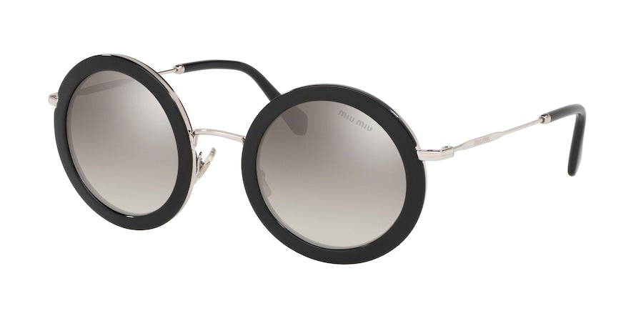 Miu Miu CORE COLLECTION MU59US Round Sunglasses 1AB5O0-BLACK 48-26-140 - Color Map black