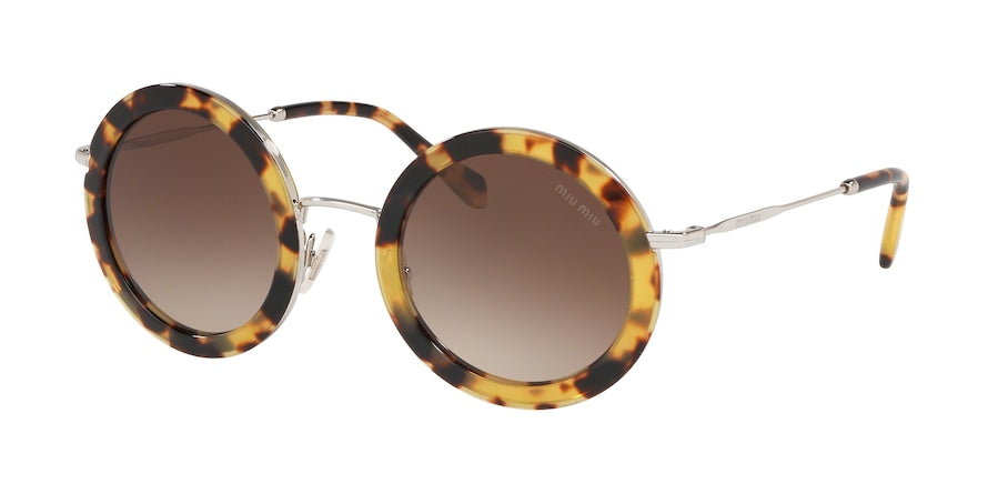 Miu Miu CORE COLLECTION MU59US Round Sunglasses 7S06S1-LIGHT HAVANA 48-26-140 - Color Map havana