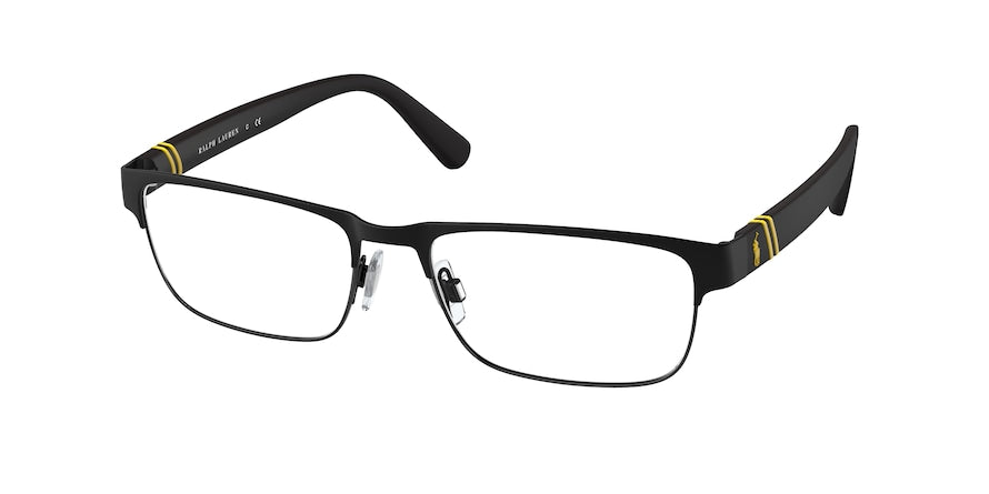 Polo PH1203 Rectangle Eyeglasses  9397-MATTE BLACK ON SHINY BLACK 55-17-145 - Color Map black