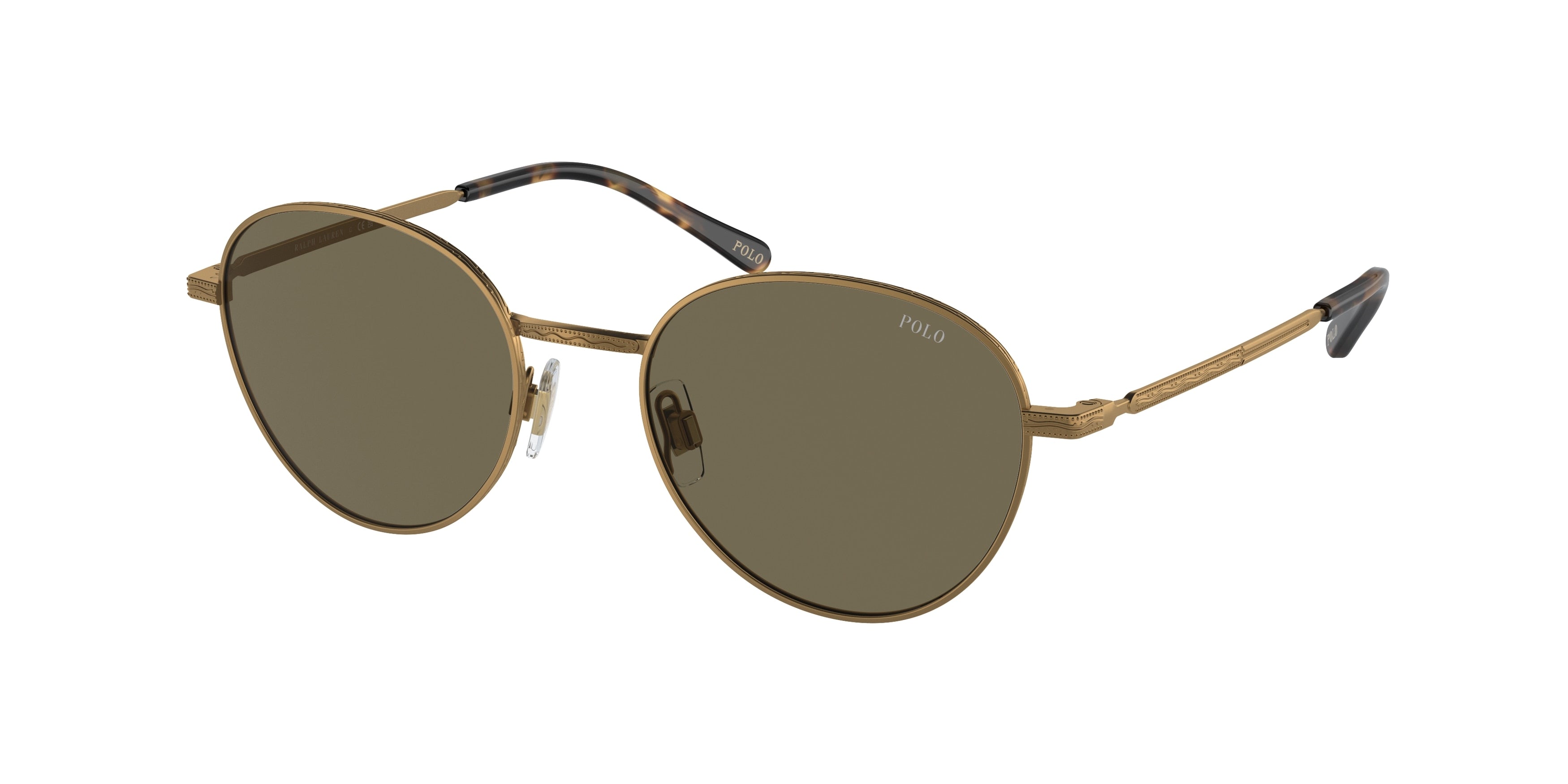 Polo PH3144 Round Sunglasses 9324/3-Semi-Shiny Brass 51-145-19 - Color Map Brown