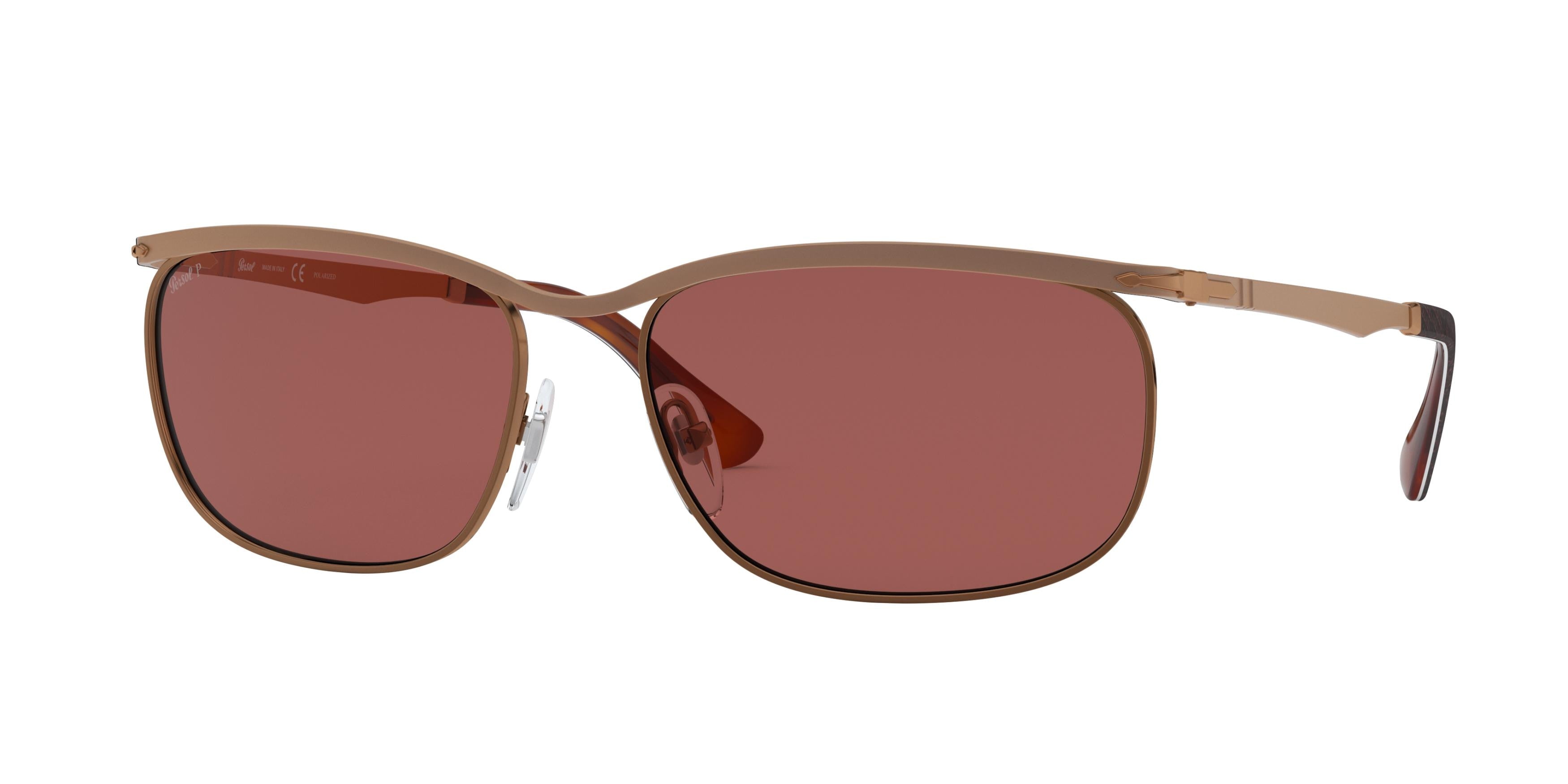 Persol KEY WEST PO2458S Rectangle Sunglasses  1081AL-Light Brown 62-145-17 - Color Map Brown