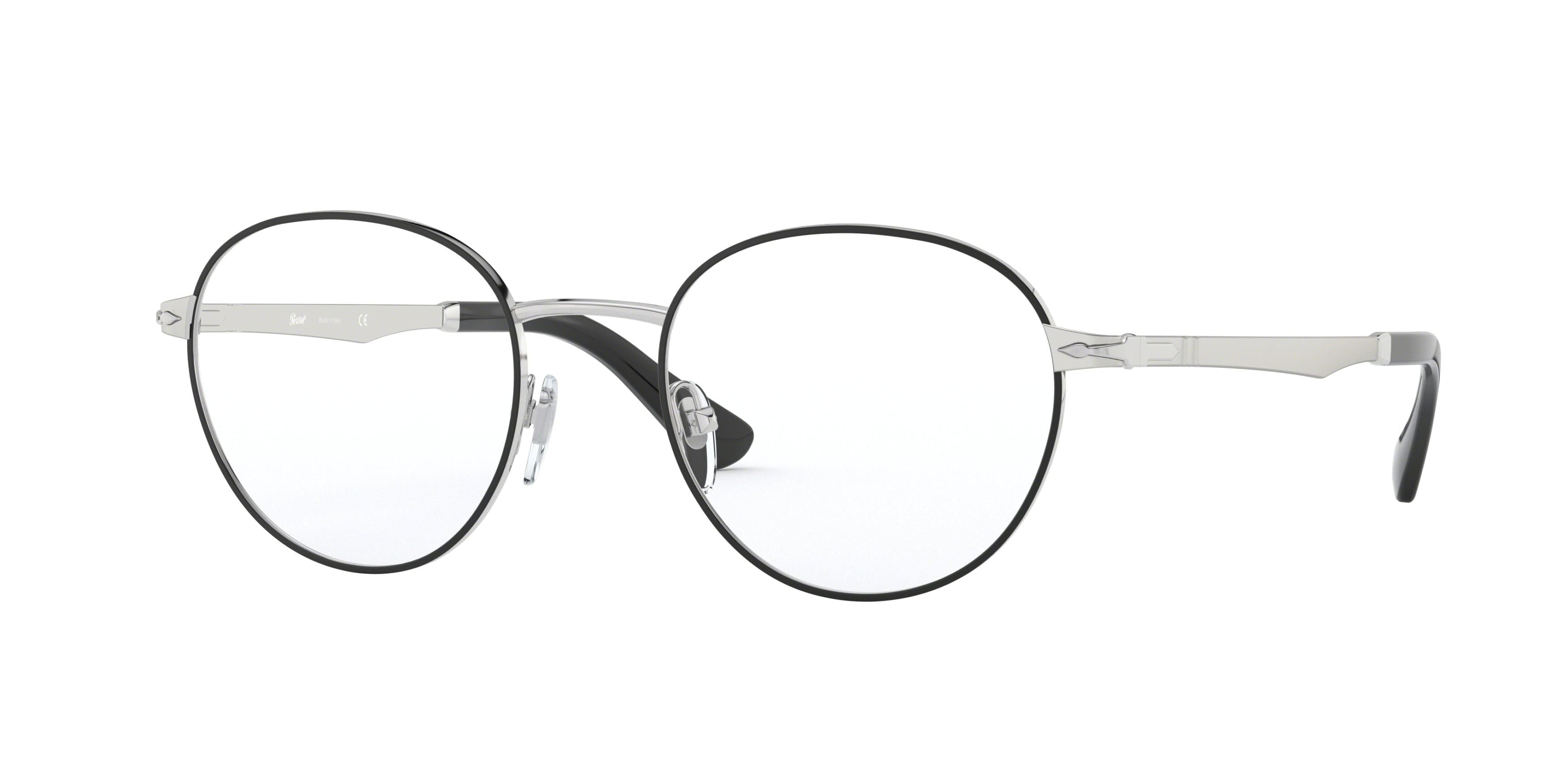 Persol PO2460V Phantos Eyeglasses 1074-Black-Silver 50-145-20 - Color Map Black