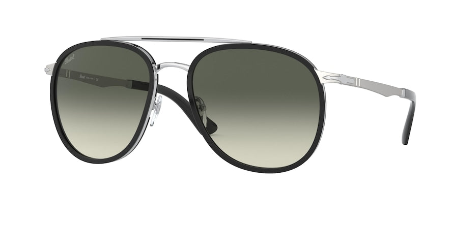 Persol PO2466S Irregular Sunglasses 518/71-SILVER & BLACK 56-18-140 - Color Map silver