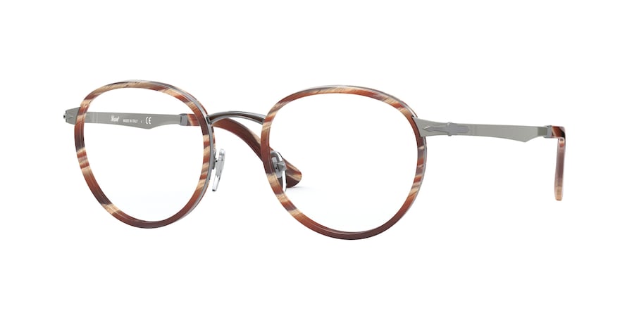 Persol PO2468V Phantos Eyeglasses 1102-GUNMETAL & STRIPED BROWN 49-20-145 - Color Map gunmetal