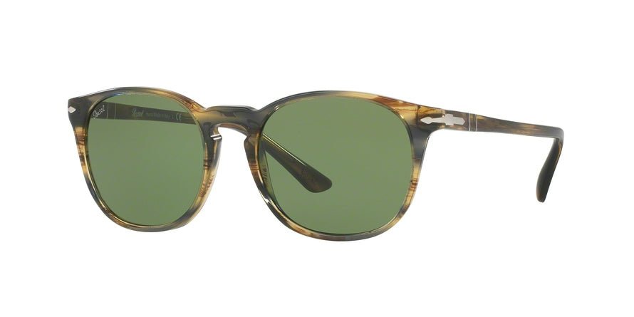 Persol PO3007S Square Sunglasses 10494E-STRIPED BROWN GREY 53-18-145 - Color Map brown