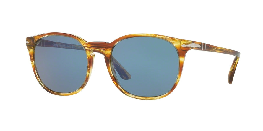 Persol PO3007S Square Sunglasses 105056-STRIPED BROWN YELLOW 53-18-145 - Color Map brown