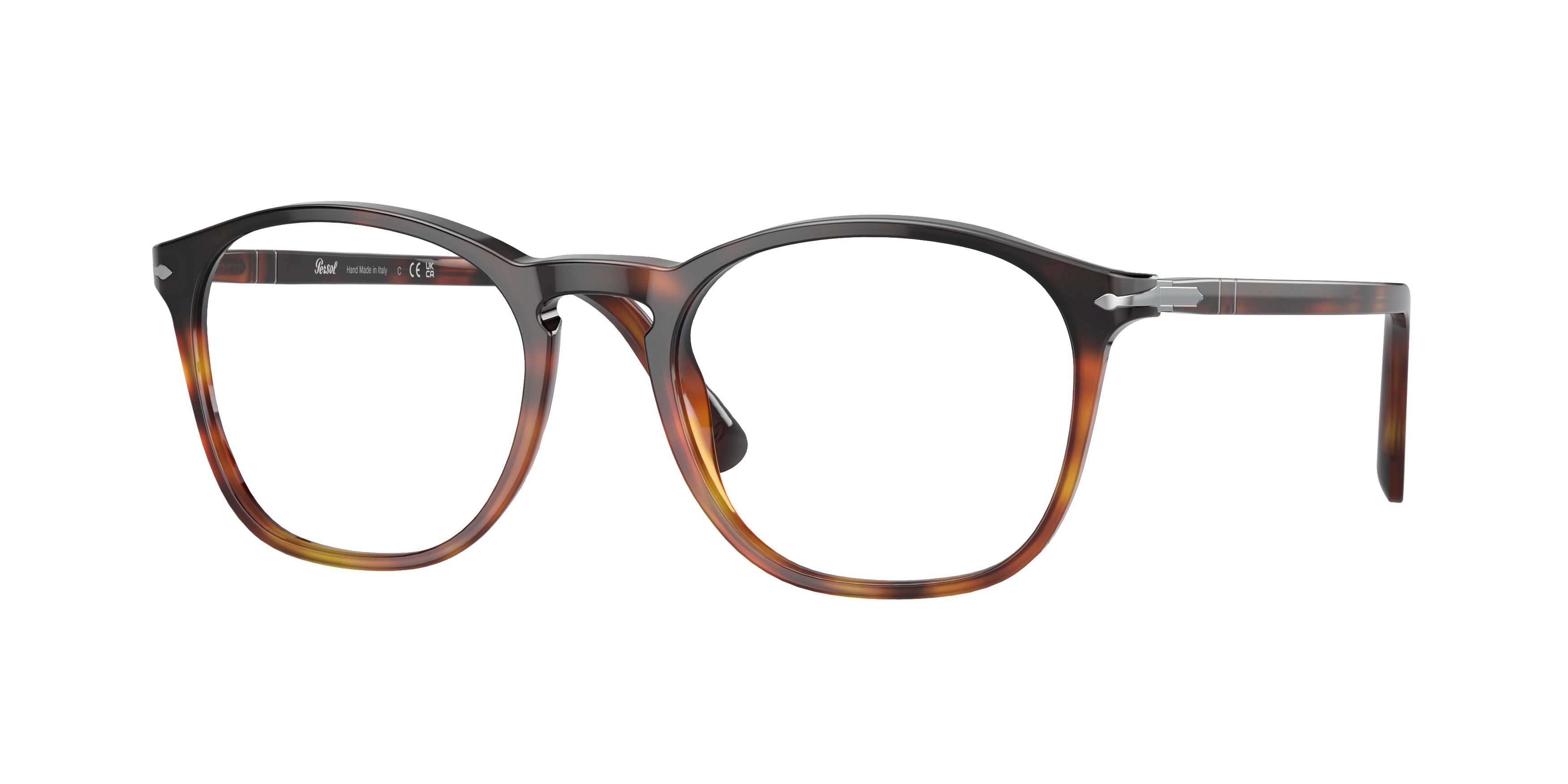 Persol PO3007VM Square Eyeglasses 1160-Tortoise Dark/Light Brown 52-145-19 - Color Map Brown