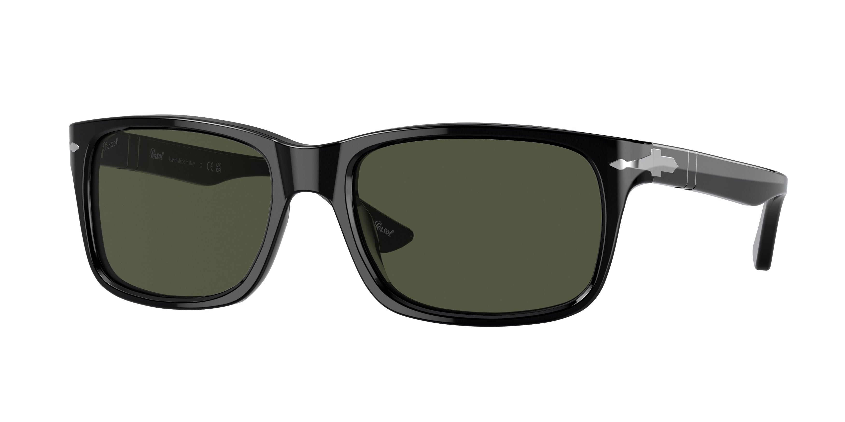 Persol PO3048S Rectangle Sunglasses  95/31-Black 58-145-19 - Color Map Black
