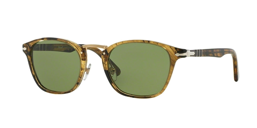 Persol PO3110S Rectangle Sunglasses 10214E-LIGHT BROWN STRIPED 49-22-145 - Color Map green