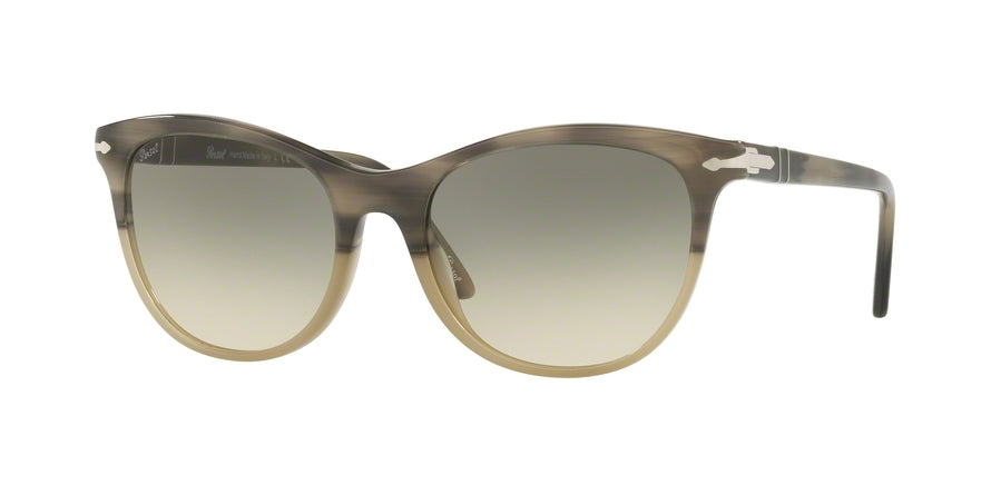 Persol PO3190S Cat Eye Sunglasses  106532-STRIPPED GREY GRAD BEIGE OPAL 54-18-145 - Color Map brown