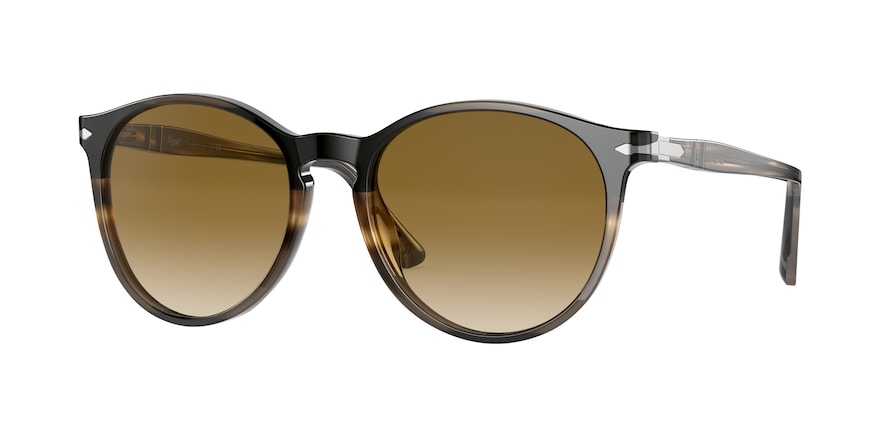 Persol PO3228S Phantos Sunglasses 113551-STRIPED BROWN /GREY /BLACK 53-18-145 - Color Map multi