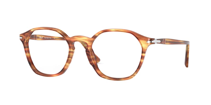 Persol PO3238V Irregular Eyeglasses 1050-STRIPED BROWN & YELLOW 48-20-145 - Color Map brown