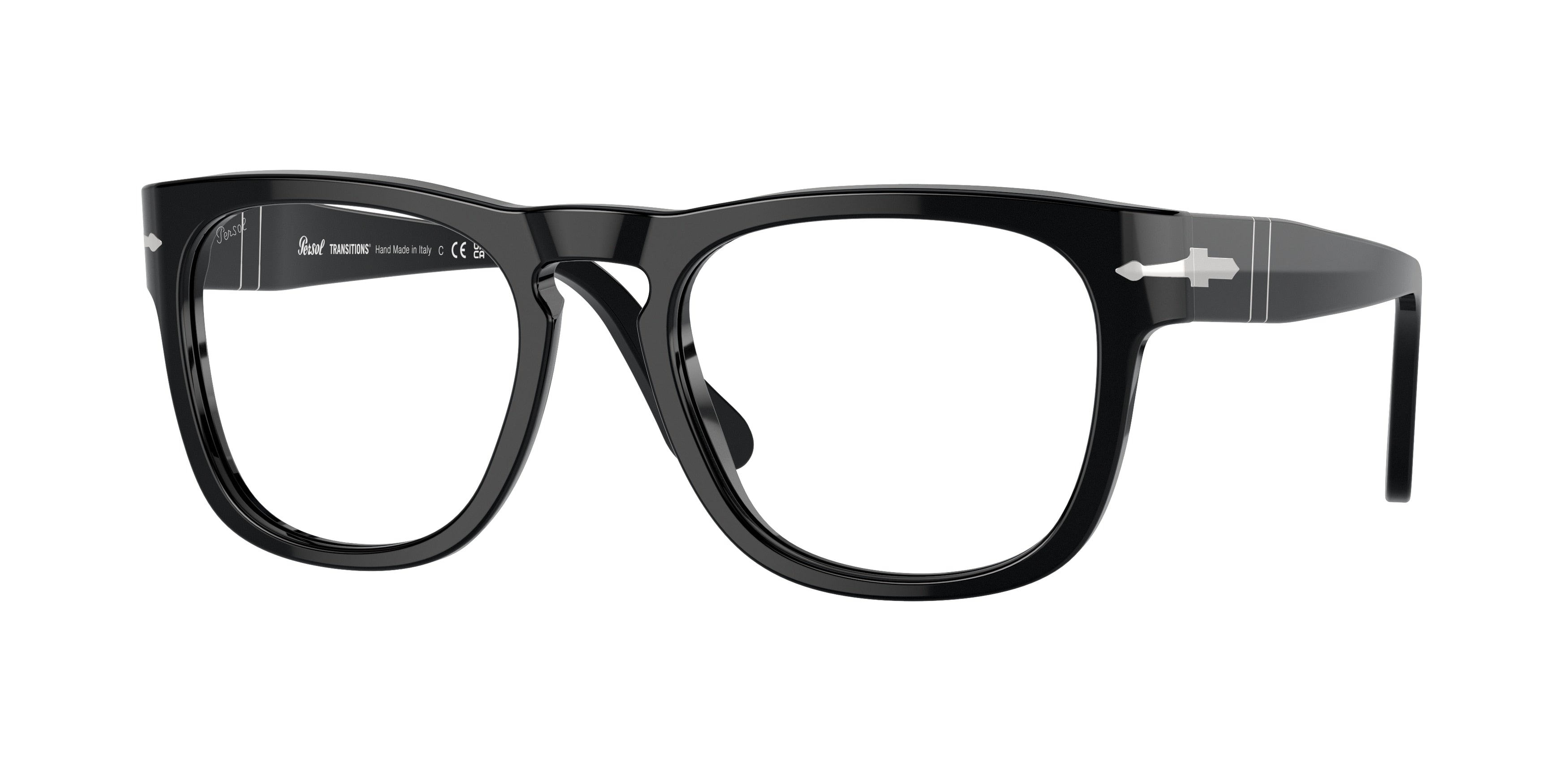 Persol ELIO PO3333S Square Sunglasses 95/GG-Black 54-145-20 - Color Map Black