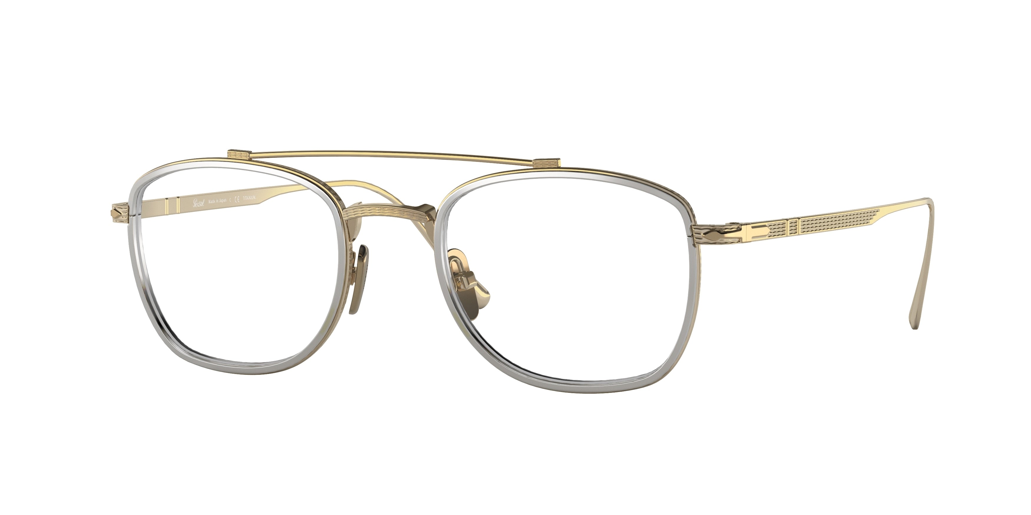 Persol PO5005VT Rectangle Eyeglasses 8005-Gold/Silver 48-145-21 - Color Map Gold