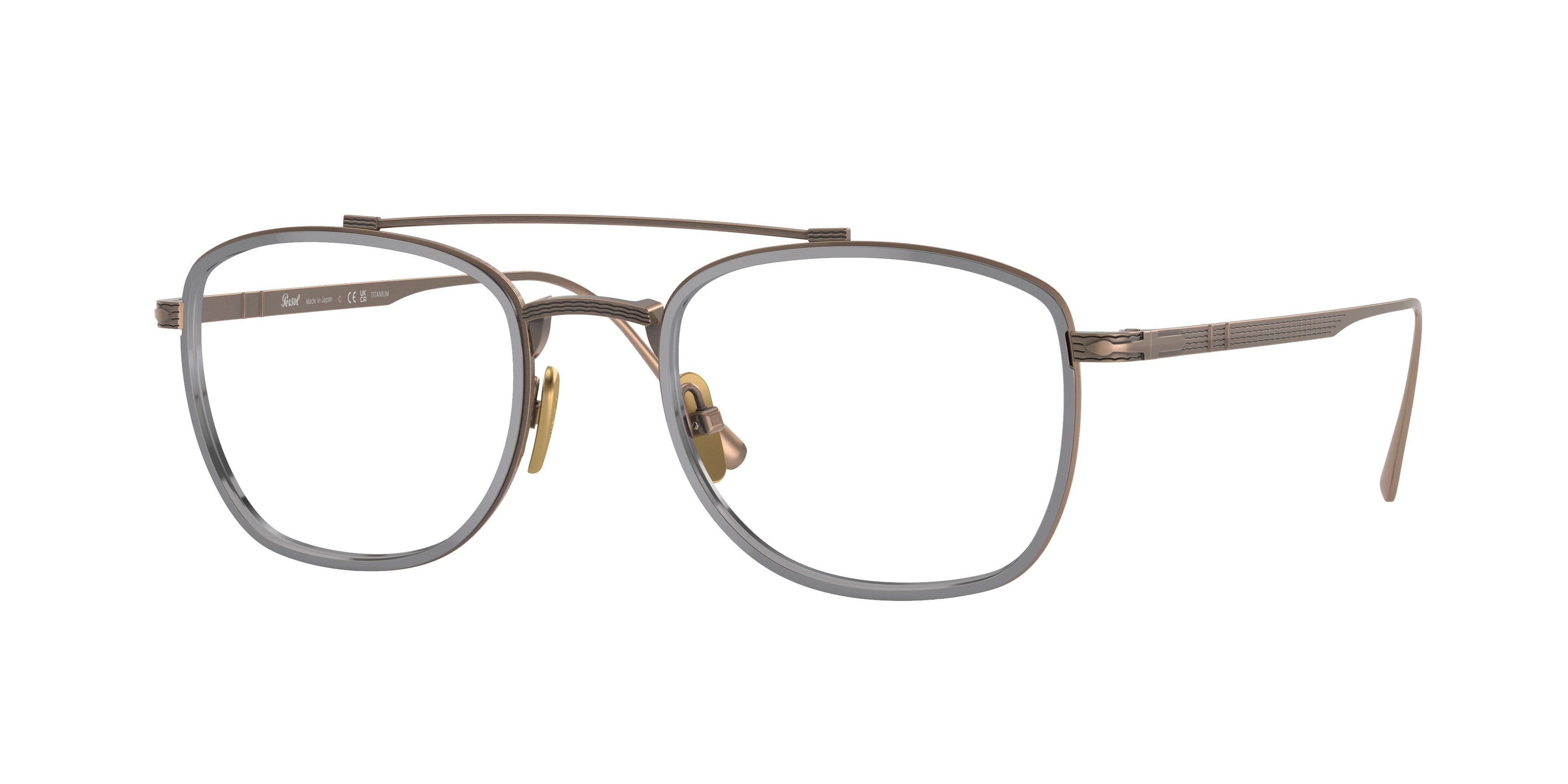 Persol PO5005VT Rectangle Eyeglasses 8007-Brown/Gunmetal 48-145-21 - Color Map Brown
