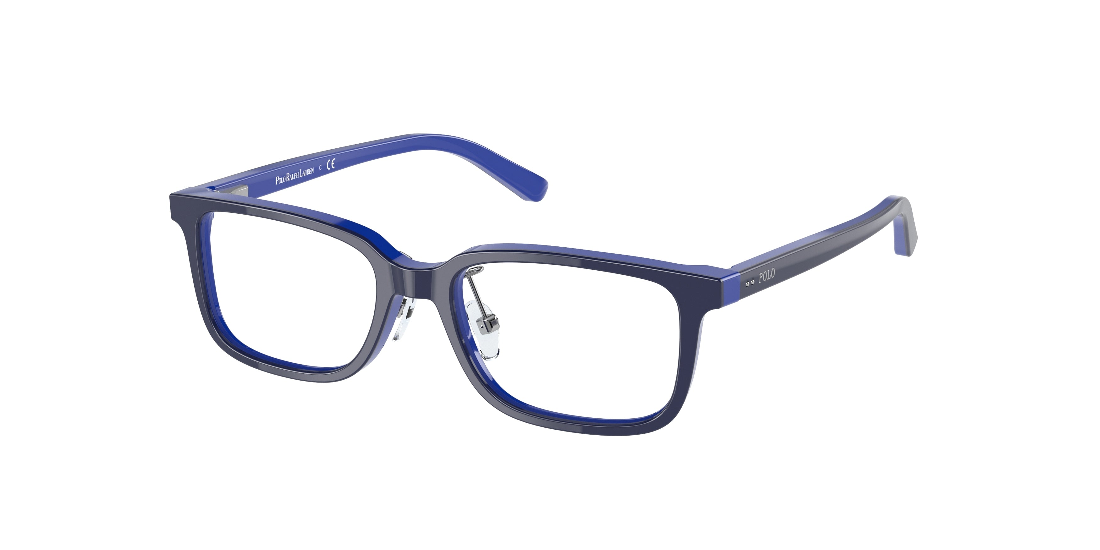 Polo Prep PP8545 Rectangle Eyeglasses  5865-Shiny Navy On Royal Blue 47-130-15 - Color Map Blue