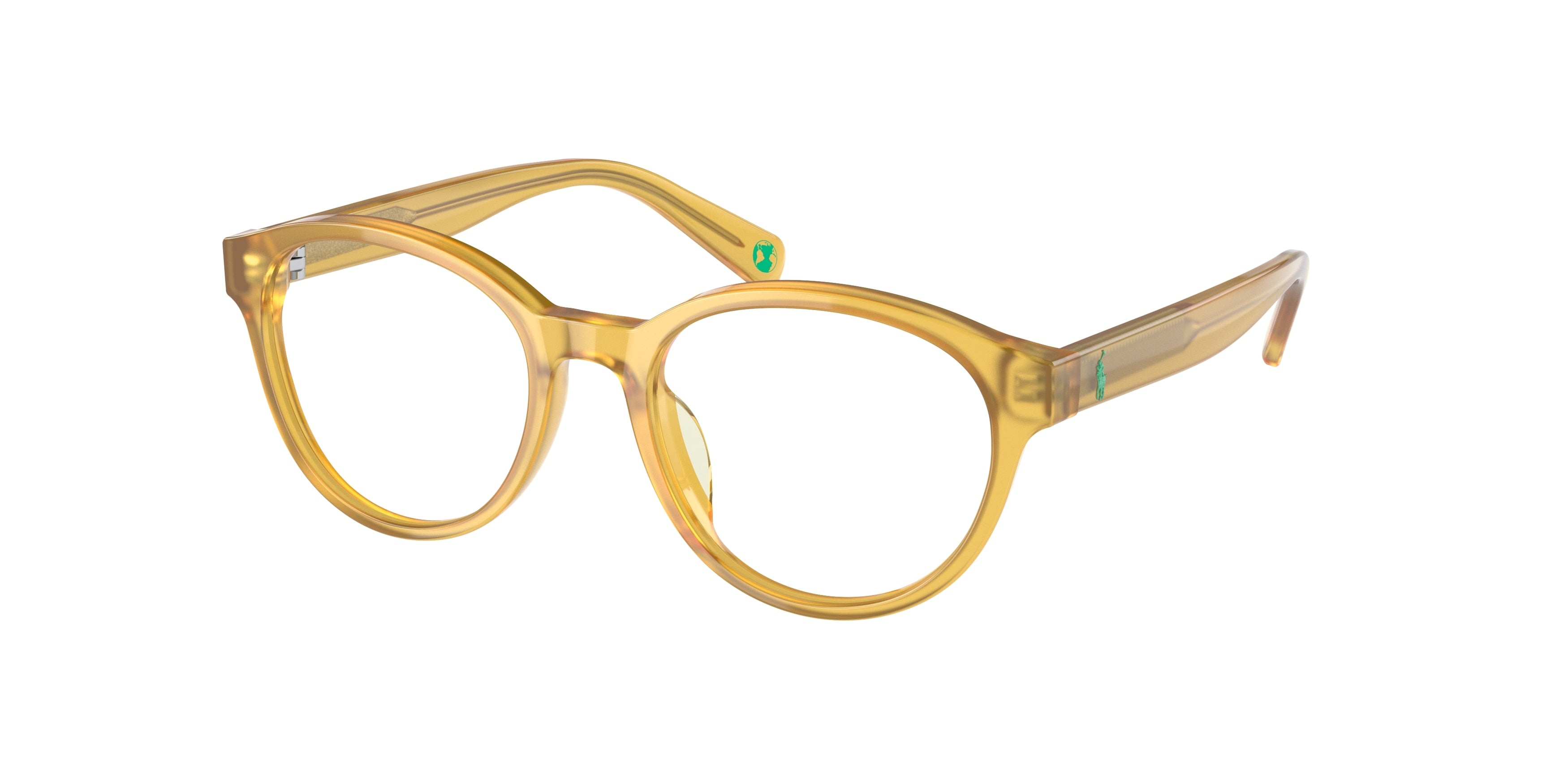 Polo Prep PP8546U Round Eyeglasses  5005-Shiny Opal Honey 49-130-17 - Color Map Tortoise