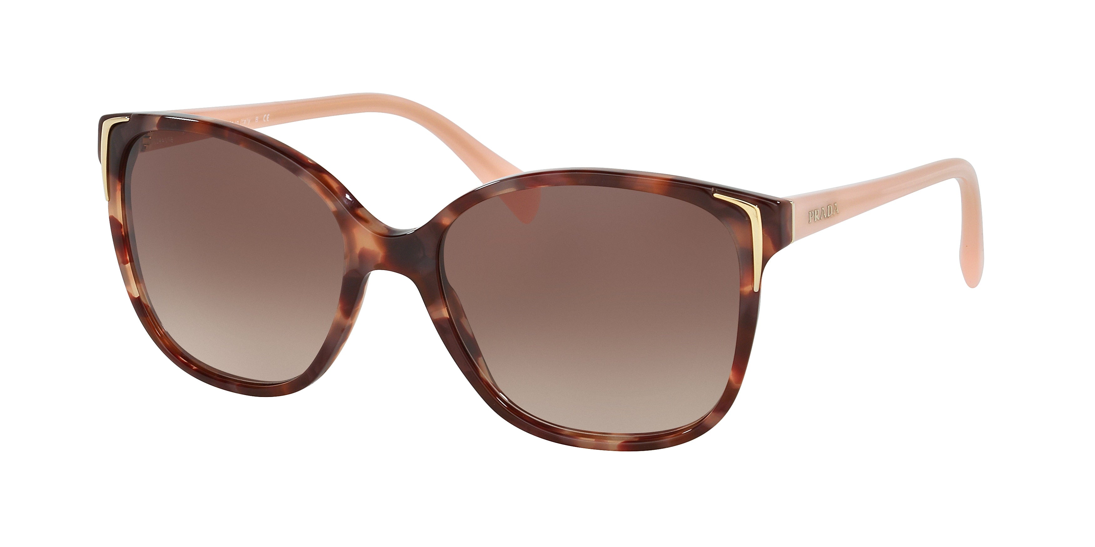 Prada CONCEPTUAL PR01OS Square Sunglasses  UE00A6-Spotted Brown Pink 55-140-17 - Color Map Brown